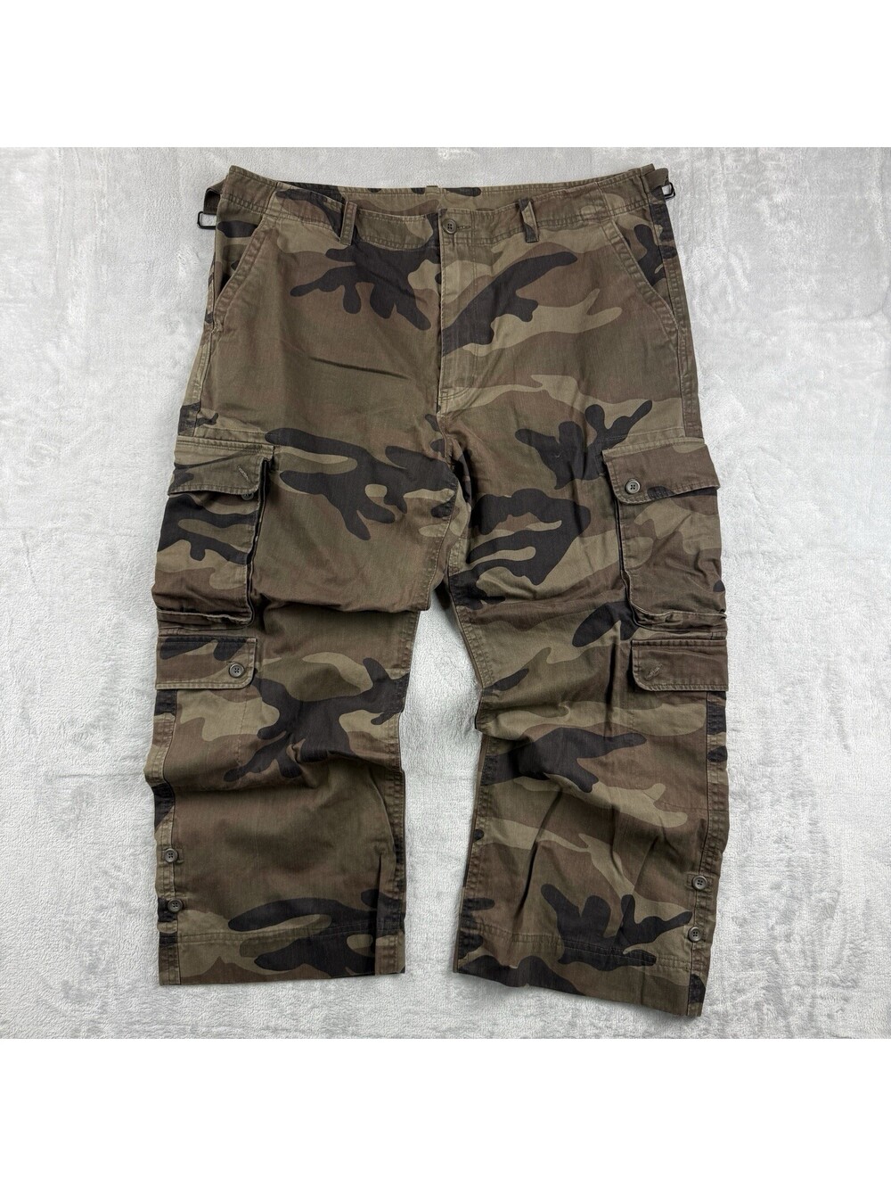 VTG GAP Cargo Pants W38 Brown Green Woodland Camo Multi Pocket Utility Crop Y2K